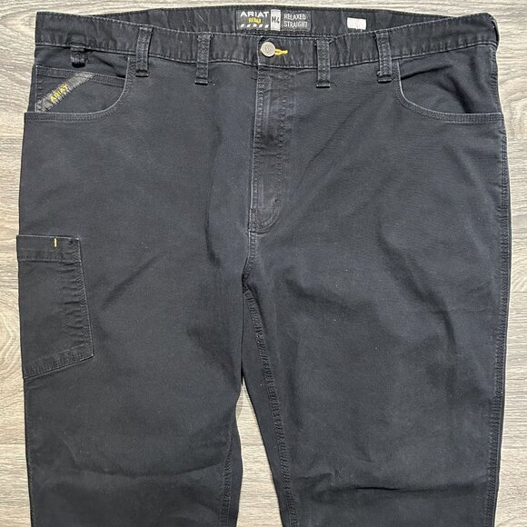 Ariat 46x32 Rebar M4 Pants DuraStretch Tough Double Front Straight Leg Black - Picture 4 of 14